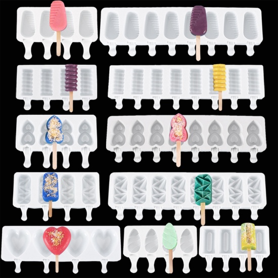 Immagine di Silicone Muffa della Resina per Gioielli Rendendo Gelatto Rettangolo Bianco 37cm x 11.5cm, 1 Pz