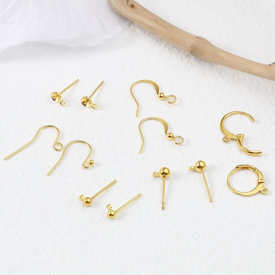 Picture of Copper Ear Wire Hooks Earring Gold Filled W/ Loop Post/ Wire Size: (21 gauge), 4 PCs