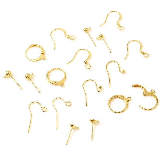 Picture of Copper Ear Wire Hooks Earring Gold Filled W/ Loop Post/ Wire Size: (21 gauge), 4 PCs