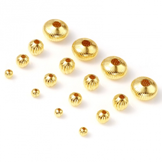 Picture of Copper Beads Gold Filled Round Stripe 5 PCs