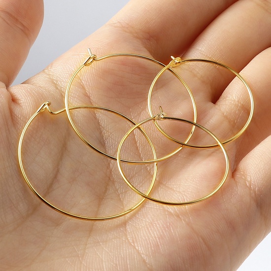Picture of Copper Hoop Earrings Gold Filled Circle Ring Post/ Wire Size: (21 gauge), 2 PCs