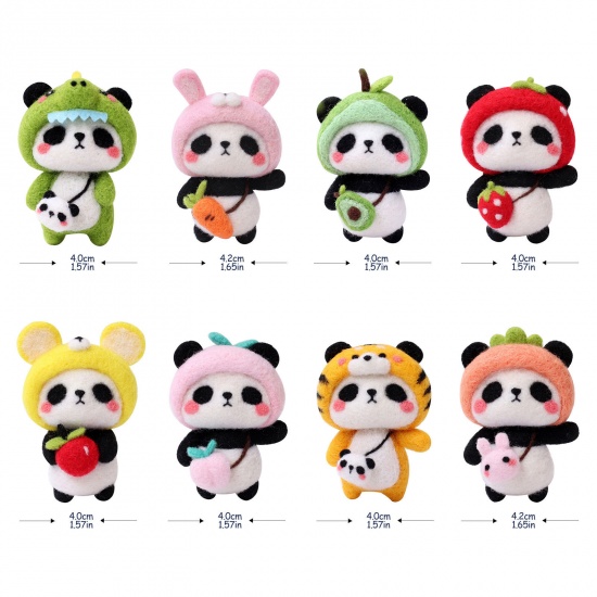 Immagine di Feltro Accessori artigianali in feltro di lana per infeltrimento ad ago Panda Multicolore 1 Serie