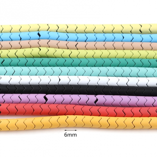Immagine di (Grado B) Ematite ( Naturale ) Perline Cilindrico Multicolore Onda Disegno Imitazione di Gomma Come 6mm x 6mm, Foro:circa 1mm, 41cm - 40cm L unghezza, 1 Filo (Corca 92 Pz/ Sfilza)