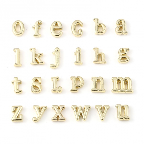 Immagine di Lega di Zinco Perline Lettere Minuscole Oro Placcato 20 Pz