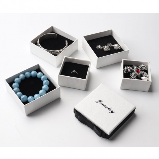 Picture of Paper Jewelry Gift Jewelry Box Rectangle Black 8.7cm x 5.5cm x 3cm , 1 Piece