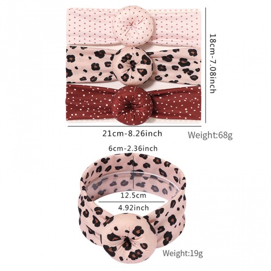 Immagine di Light Pink - 3# Dot Tied Knot Cotton Elastic Headband For Baby Girls Newborn Infant 21x6cm, 1 Piece