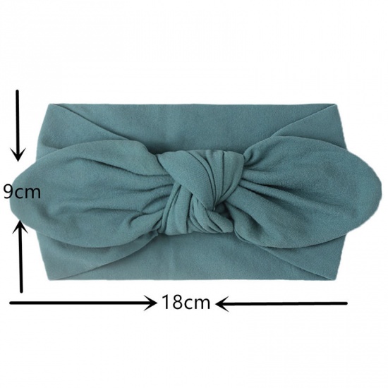Изображение Green Blue - Bow Nylon Elastic Headband For Baby Girls Newborn Infant 18x9cm, 1 Piece