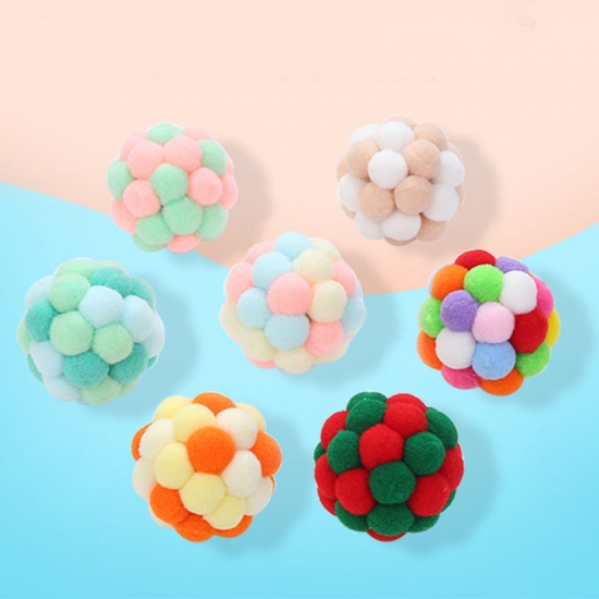 Image de Balle gonflable faite à la main de jouet de chat coloré avec des jouets interactifs d'animal familier de cloche pour la formation de chaton jouant à mâcher