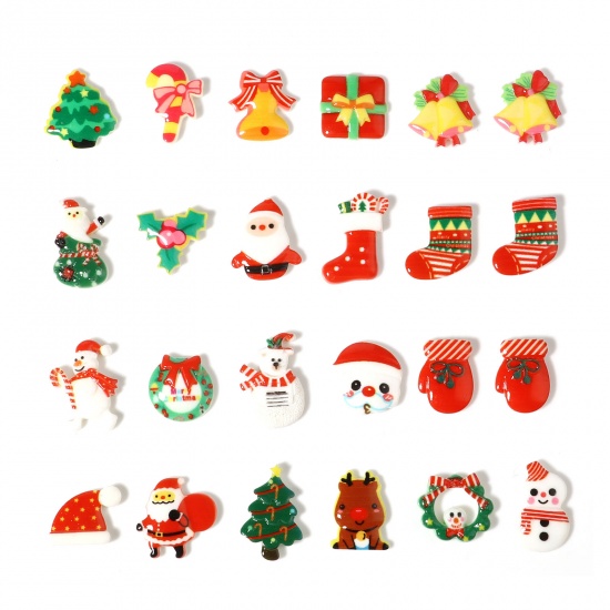 Picture of Resin Embellishments Christmas Tree Green 20mm x 20mm, 20 PCs