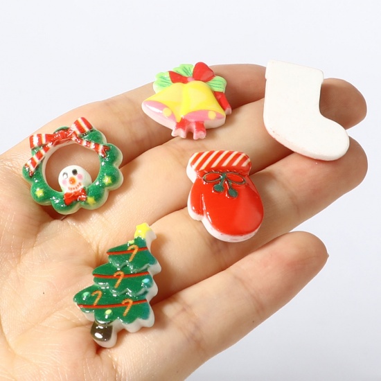Picture of Resin Embellishments Christmas Tree Green 20mm x 20mm, 20 PCs