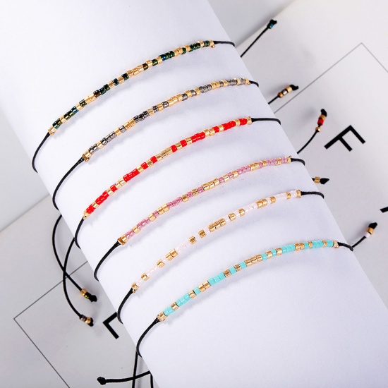 Image de Bracelets Tressés Accessoires Style Bohème en Plastique Noir Réglable 18cm long, 1 Pièce