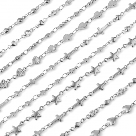 Stainless Steel Anklet Silver Tone 1 Piece