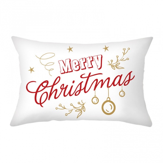 Imagen de Red - 16# Christmas Printed Peach Skin Fabric Rectangle Pillowcase Home Textile 30x50cm, 1 Piece