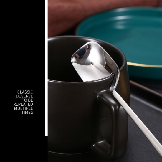 Picture of Black - 304 Stainless Steel Hanging Coffee Spoon Tableware 14.2x2.7cm, 1 Piece