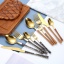 Изображение Golden - 430 Stainless Steel Wood Grain Flatware Cutlery Tableware Tea Spoon 14.5x2.6cm, 1 Piece