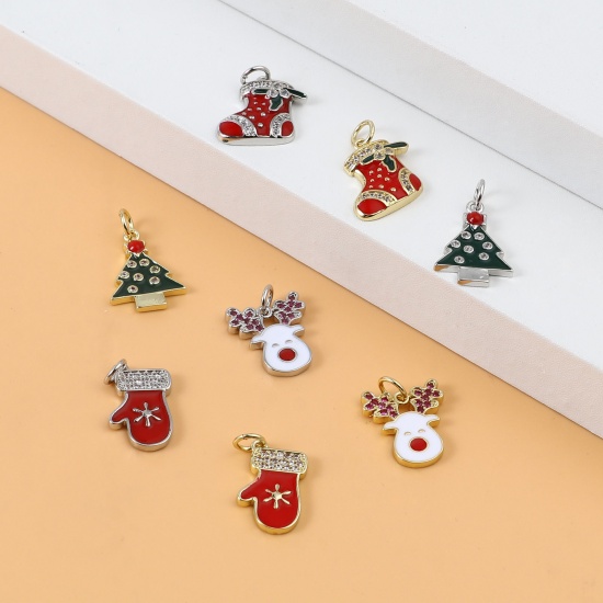 Picture of Brass Christmas Charms Multicolor Micro Pave 1 Piece                                                                                                                                                                                                          