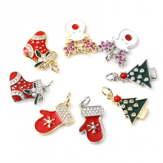 Picture of Copper Christmas Charms Multicolor Micro Pave 1 Piece