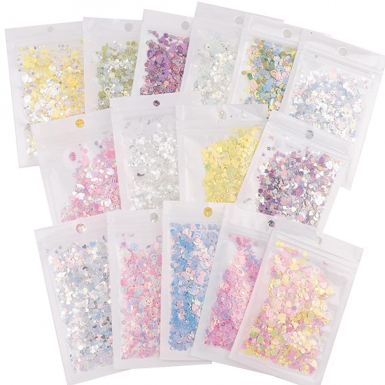 Picture of PVC Resin Jewelry Craft Filling Material Purple Sequins 13cm x 8cm, 1 Packet