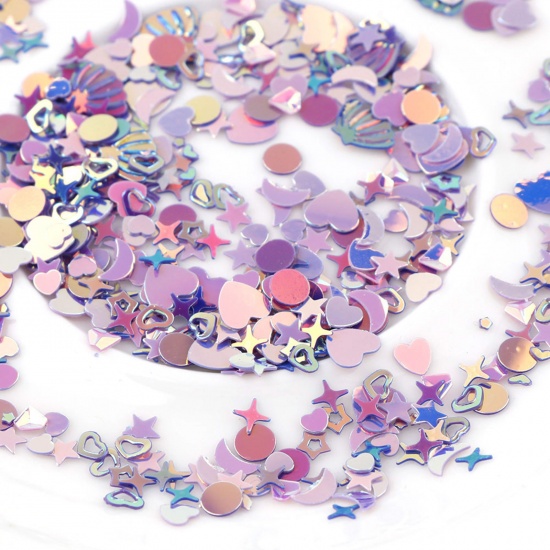 Immagine di PVC Artigianato in Resina Materiale di Riempimento Colore Viola Paillettes 13cm x 8cm, 1 Pacchetto