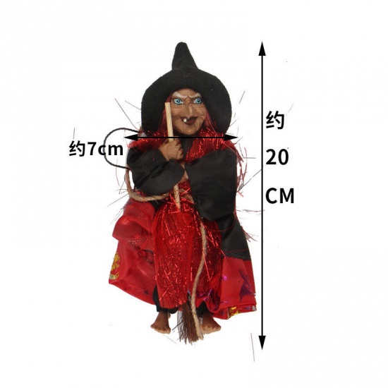 Picture of Halloween Retro Witch with Broom Party Home Ornament Decoration