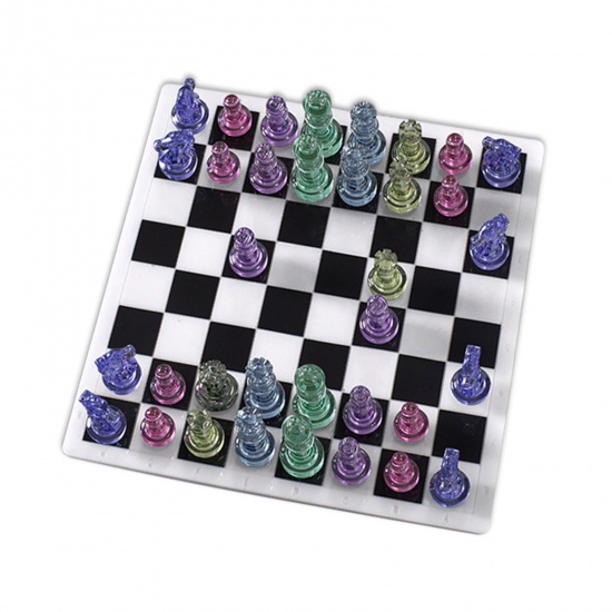 Picture of Silicone Resin Mold For Jewelry Making Checkerboard Chess White 1 Set