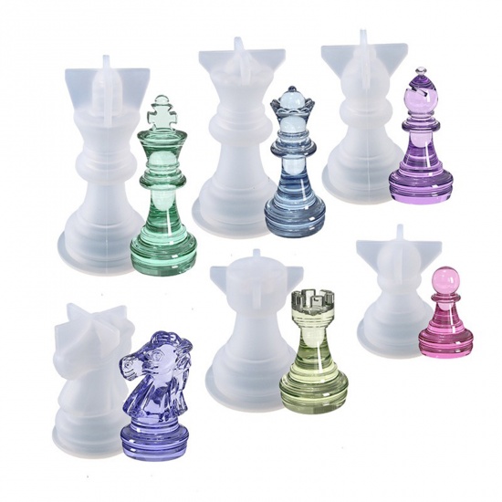 Bild von Silikon Gießform Schachbrett Schach Weiß 1 Set