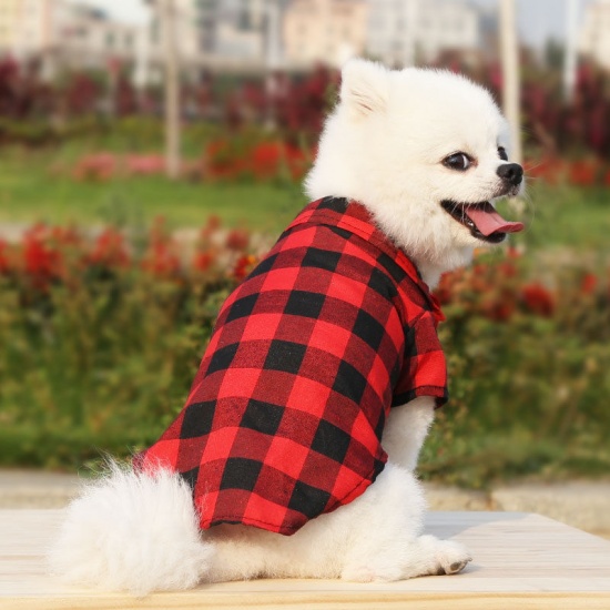 Immagine di Blue & Black - 4XL Bow Tie Plaid Shirt Dog Pet Clothes, 1 Piece