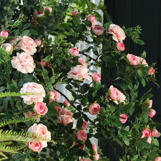 Image de Orange - Rose Guirlandes Vignes en Faux Soie Artificielle Pour La Fête De Mariage Maison Mur Jardin Décoration 128cm de long, 1 Pièce