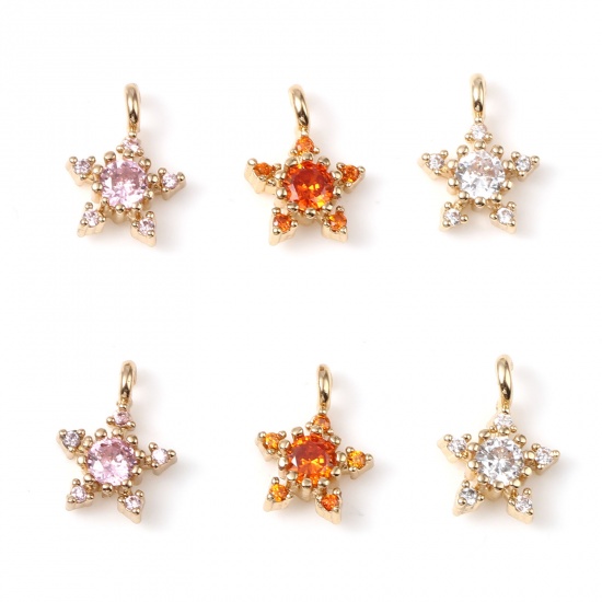 Imagen de Latón Galaxia Colgantes Charms Chapado en Oro Estrella 10mm x 7mm, 5 Unidades