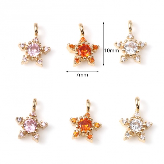 Imagen de Latón Galaxia Colgantes Charms Chapado en Oro Estrella 10mm x 7mm, 5 Unidades