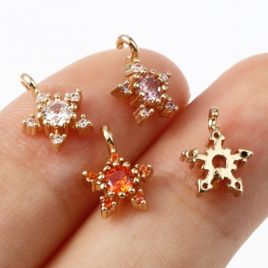 Imagen de Latón Galaxia Colgantes Charms Chapado en Oro Estrella 10mm x 7mm, 5 Unidades