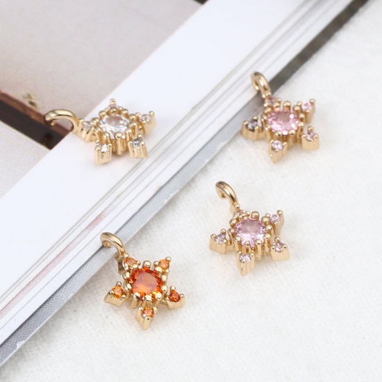 Imagen de Latón Galaxia Colgantes Charms Chapado en Oro Estrella 10mm x 7mm, 5 Unidades