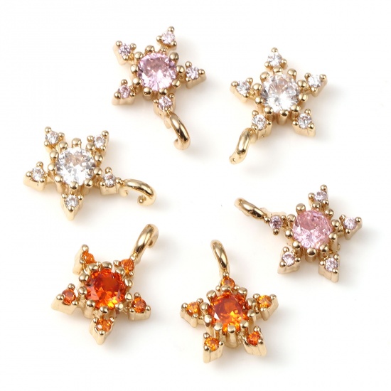Imagen de Latón Galaxia Colgantes Charms Chapado en Oro Estrella 10mm x 7mm, 5 Unidades