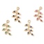 Immagine di Ottone Micro Intarsio Charms Oro Placcato Foglia 19mm x 9mm, 5 Pz
