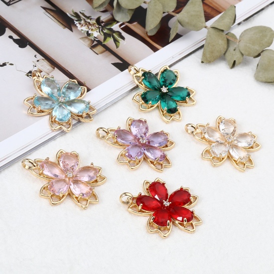 Picture of Brass Pendants Gold Plated Flower 3.6cm x 3.3cm, 1 Piece                                                                                                                                                                                                      