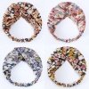Picture of Brown Red - Flower Printed Women Chiffon Elastic Twist Knot Hair Headband Head Wrap For Sports 23x6cm, 1 Piece