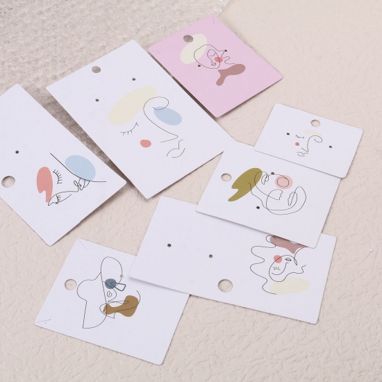 Picture of Paper Jewelry Earrings Display Card Multicolor Rectangle Person Pattern 6.2cm x 4.9cm, 50 PCs
