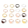 Picture of Copper Open Adjustable Cabochon Settings Rings Multicolor Glue On 16.9mm(US Size 6.5), 10 PCs