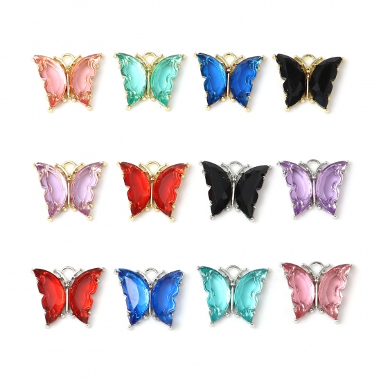 Picture of Zinc Based Alloy & Resin Insect Pendants Butterfly Animal Multicolor