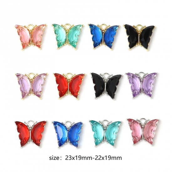 Picture of Zinc Based Alloy & Resin Insect Pendants Butterfly Animal Multicolor