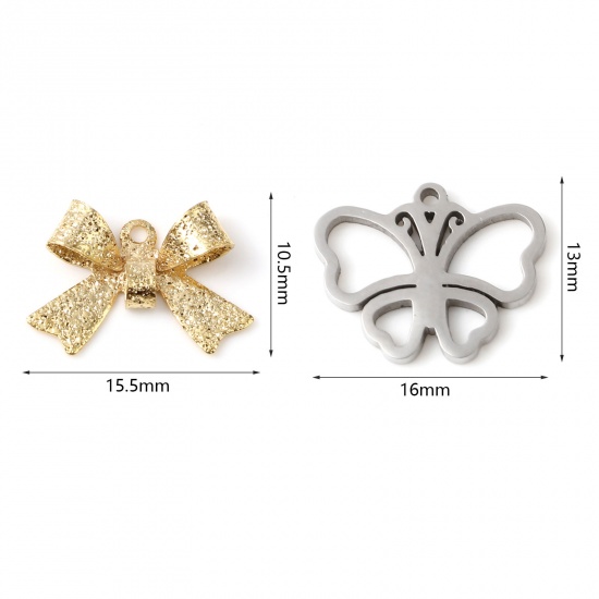 Image de Breloques en Acier Inoxydable Papillon Multicolore 5 Pcs