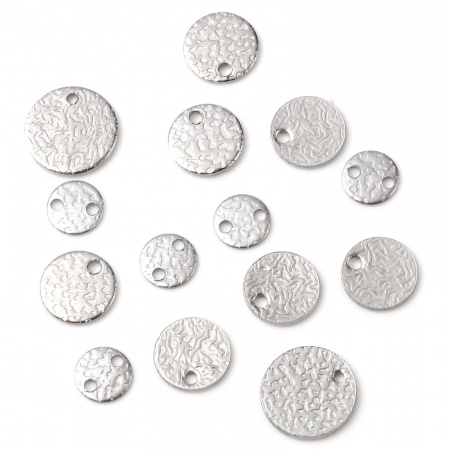 Breloques en Acier Inoxydable Rond Argent Mat 20 Pcs