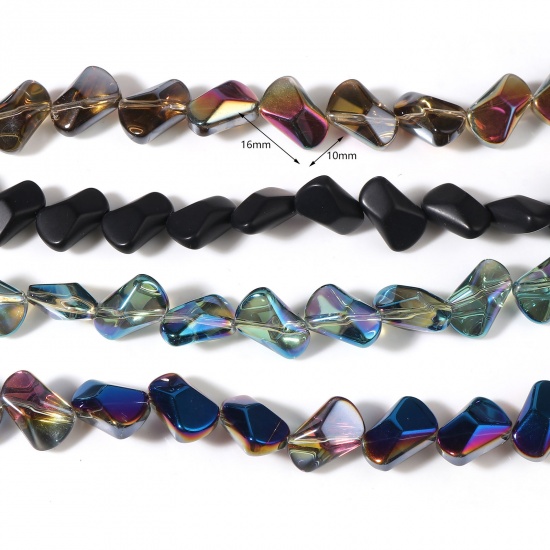 Picture of Glass Beads Irregular Multicolor About 16mm x 10mm, Hole: Approx 1.2mm, 65.5cm - 65cm long, 1 Strand (Approx 47 PCs/Strand)