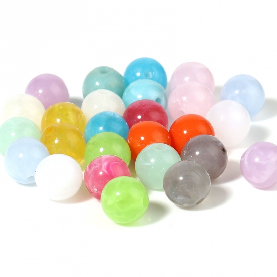 Picture of Acrylic Beads Round Multicolor About 10mm Dia., Hole: Approx 2mm, 100 PCs