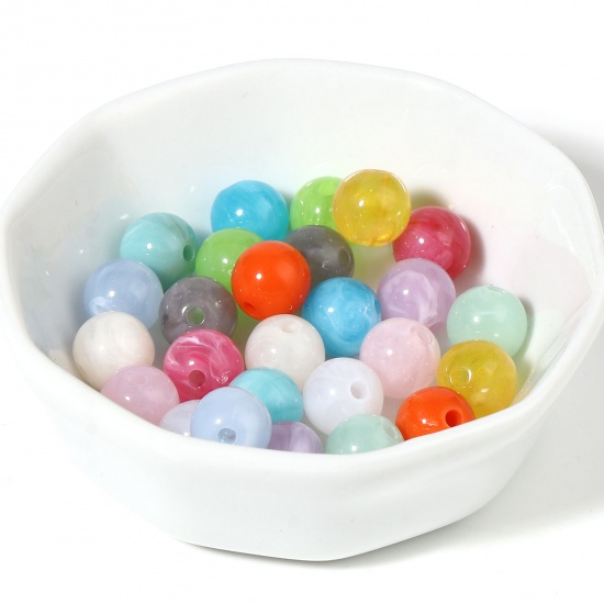 Picture of Acrylic Beads Round Multicolor About 10mm Dia., Hole: Approx 2mm, 100 PCs