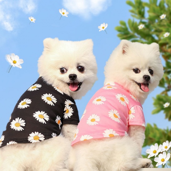 Immagine di Black - 2XL Summer Daisy T-shirt Dog Pet Clothes, 1 Piece
