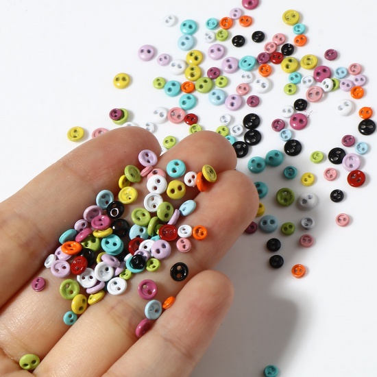 Picture of Zinc Based Alloy Metal Sewing Buttons Two Holes Multicolor Round 50 PCs