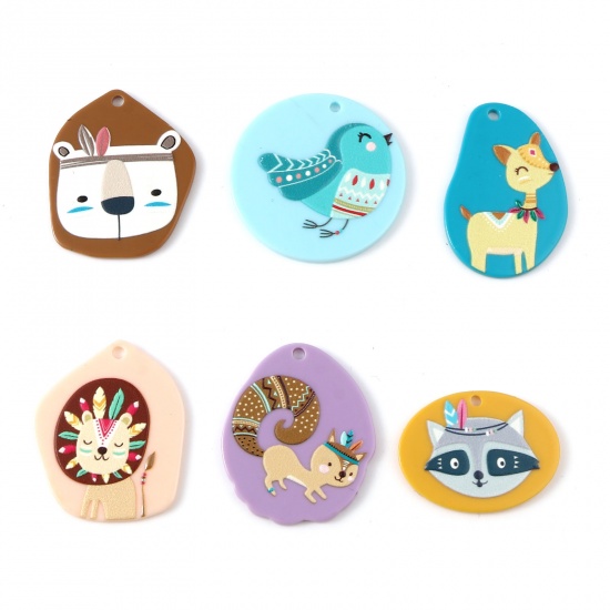 Picture of Resin Pendants Geometric Animal Multicolor 10 PCs