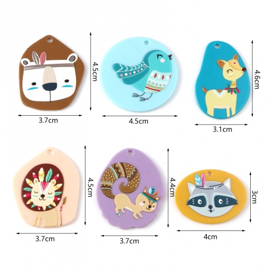 Picture of Resin Pendants Geometric Animal Multicolor 10 PCs