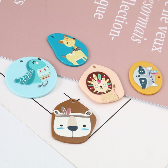 Picture of Resin Pendants Geometric Animal Multicolor 10 PCs